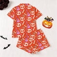 thumbnail image 4 of XIAOCHA Day Of The Dead Skull Guitar Floral Print Pajama Set For Women Flexible Elastic Band Loose Sleep Shorts, 4 of 8