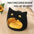 thumbnail image 5 of Cozy Cat Bed Warm Cave Nest for Indoor Cats & Small Dogs, 13 x 13 Inches, Super Soft Calming Anti-Anxiety Pet Bed, Kitty Shape Puppy House, Black, 5 of 8