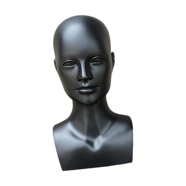 Dualoai Male Mannequin Head Cap Display Holder Beauty Accessories Displaying Adults Manikin Head Wig Display Stand for Necklace Scarf Matte Black