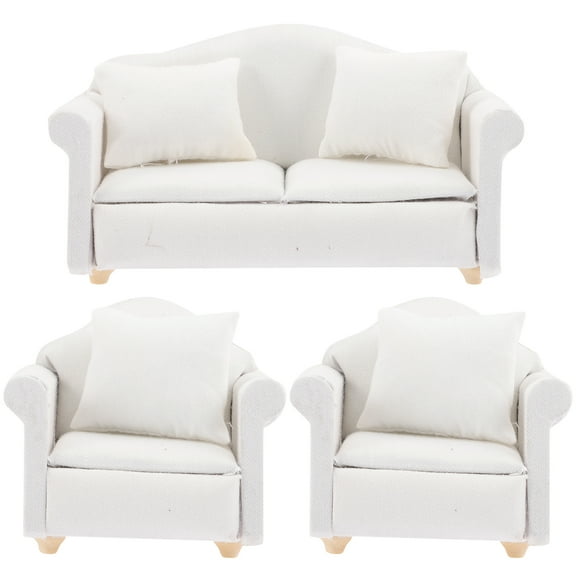 FRCOLOR mini sofa 1 Ensemble Ensemble de Meubles pour Poupée Échelle 1:12 mini sofa en Bois et Coussins Décoration Miniature,5.31"X2.83"X2.52 Pouces