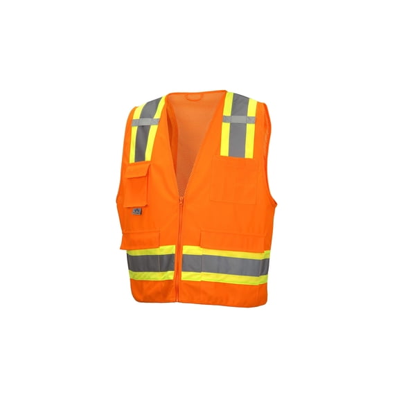 Pyramex RVZ2420 Series Class 2 Surveyor's Safety Vest with 6 Pockets, Hi-Vis Orange, 5X Large