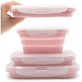 thumbnail image 1 of Collapsible Silicone Lunch Bento Box, Portable Food Storage Container Outdoor Picnic Box Space Saving, Microwave, Dishwasher and Freezer Safe, 3 Pcs Set (Pink), 1 of 7