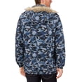 thumbnail image 2 of Men's Heavy Weight Winter Coat Removable Faux Fur Trim Hood Puffer Parka Jacket (Blue Camo, 2XL), 2 of 6