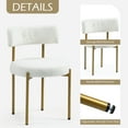 thumbnail image 4 of Homhum Mid-Century Modern Dining Chairs Set of 4, Upholstered Boucle Chairs, Indoor, White/Gold, 4 of 7
