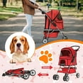 thumbnail image 6 of Dkelincs 4 Wheels Pet Stroller Folding Cat Dog Stroller Travel Carrier with Cup Holder & Storage Basket, Red, 6 of 7