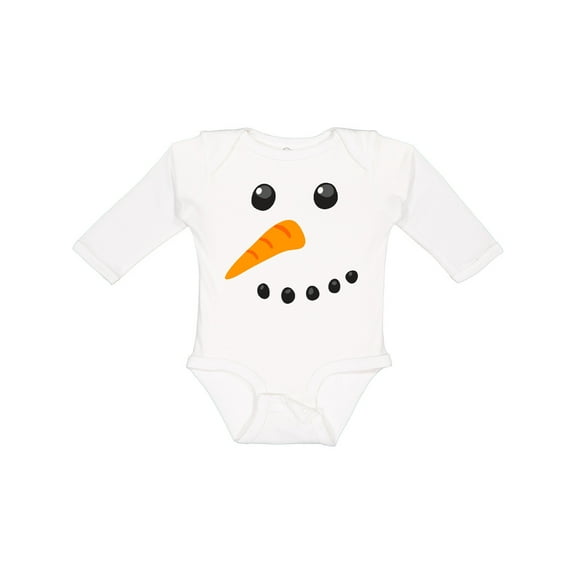 Inktastic Snowman Face Boys or Girls Long Sleeve Baby Bodysuit
