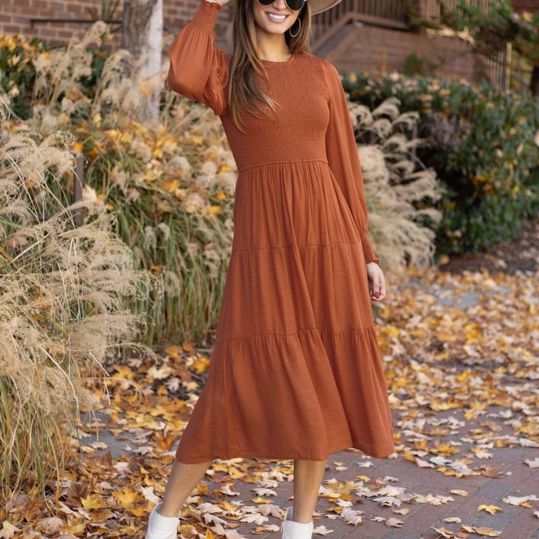 OKBOP Summer Maxi Dress-Surplice Fashion Casual Solid Round-Neck High Waist Long Sleeve Mid Calf Dress Sundress Summer - Walmart.com OKBOP Summer Maxi Dress-Surplice Fashion Casual Solid Round-Neck High Waist Long Sleeve Mid Calf Dress Sundress Summer - Walmart.com