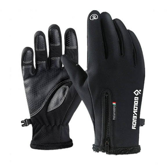 ACDANC 1Pairs Waterproof Gloves,Soft Touch Fit Motorcycle Gloves,Winter Ready Bike Gloves,S,Black