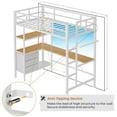 thumbnail image 4 of Twin Metal Loft Bed with L-Shaped Desk and 3 Fabric Drawers, Twin Size LED Loft Bed Frame with LED Lights and Charging Station, Safety Guard & Ladder & 3 Storage Shelves, White, 4 of 9
