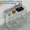 thumbnail image 4 of Free Standing Stainless-Steel Single Bowl Commercial Restaurant Kitchen Sink Set w/Faucet & Drainboard, Prep & Utility Washing Hand Basin w/Workbench & Storage Shelves Indoor Outdoor, 4 of 9