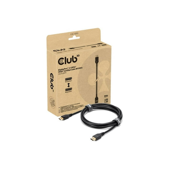 Club 3D DisplayPort 2.1 DP54 VESA Certified Cable 8K120Hz 3m/9.84ft