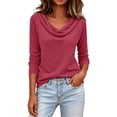 thumbnail image 2 of SOOMLON Blouses for Women Business Casual Plus Size Cowl Neck Long Sleeve Pullover Fashion Solid Shirts Fall Fall Tops, 2 of 7