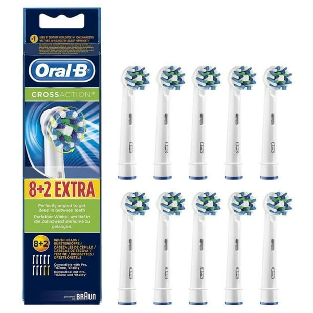 OralB CrossAction Replacement Electric Toothbrush Head Refills 10
