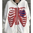 thumbnail image 3 of Chaos World Women's Zip Up Skeleton Print Hoodie Y2K E-Girl Long Sleeve Hooded Jacket Sweatshirt, 3 of 7