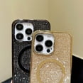 thumbnail image 4 of Compatible with iPhone 15 Pro Max Magnetic Diamond Case Bling Glitter Rhinestone Crystal Cute for Girls Women Plating Bumper Case Luxury Sparkle Slim Thin Protective Case Gold, 4 of 9