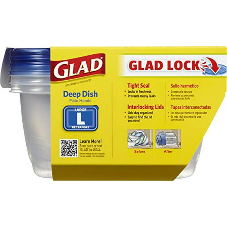 Glad Food Storage Containers, Deep Dish, 64 Ounce, 3 Count, Baking & Food  Storage