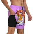 thumbnail image 2 of Sigee Corgi In Sushi Roll Print Mens Swim Trunks with Compression Liner Quick Dry Swim Stretch Beach Shorts with Pockets,S-3XL, 2 of 7