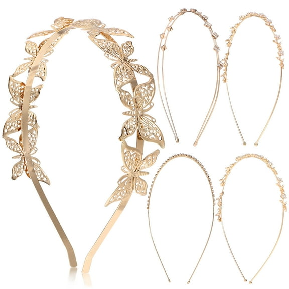 ifundom 5-Pack Golden Metal Headbands for Girls, Decorative Hair Accessories, Stylish and Headdress Set