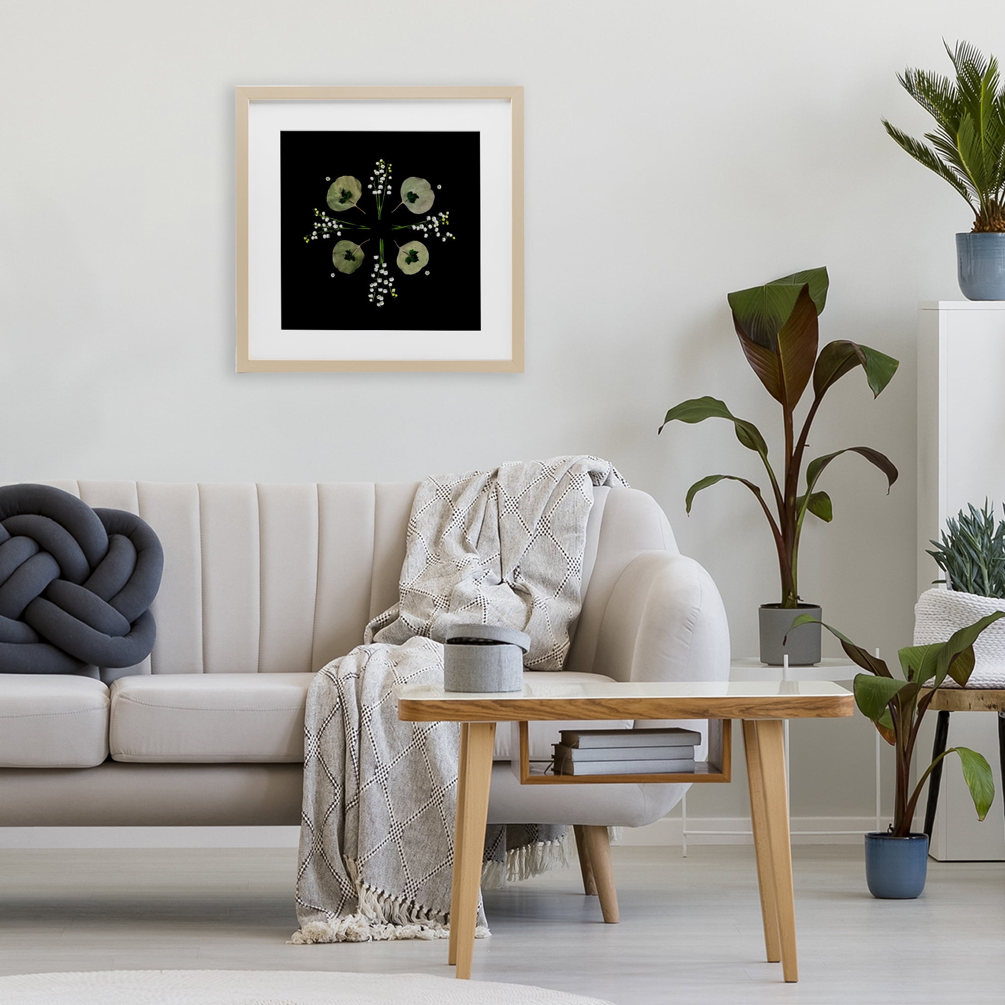 Stupell Industries Leaves & Wildflowers on Black Birch Framed Print Under Glass, design by Beth Adoette