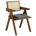 thumbnail image 6 of Modway Thera Vegan Leather Cane Dining ArmchairsSet of 2 in Walnut Black, 6 of 10