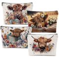 thumbnail image 1 of Bolsa de maquillaje XFN con estampado de vaca para mujer, granjeras, regalo, juego de 4, 1 of 6