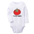 thumbnail image 2 of iDzn T is For Tomato Funny Rompers, Newborn Baby Unisex Bodysuits, Infant Jumpsuits, Toddler Kids Long Sleeve Oufits (White, 0-6 Months), 2 of 5