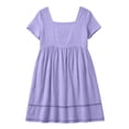 thumbnail image 4 of QUNYINEY Midi Plus Size Dresses for Women Cotton Linen Summer Short Sleeve A Line Dress Loose Fit Pleated Square Neck Casual Solid Dresses, 4 of 7