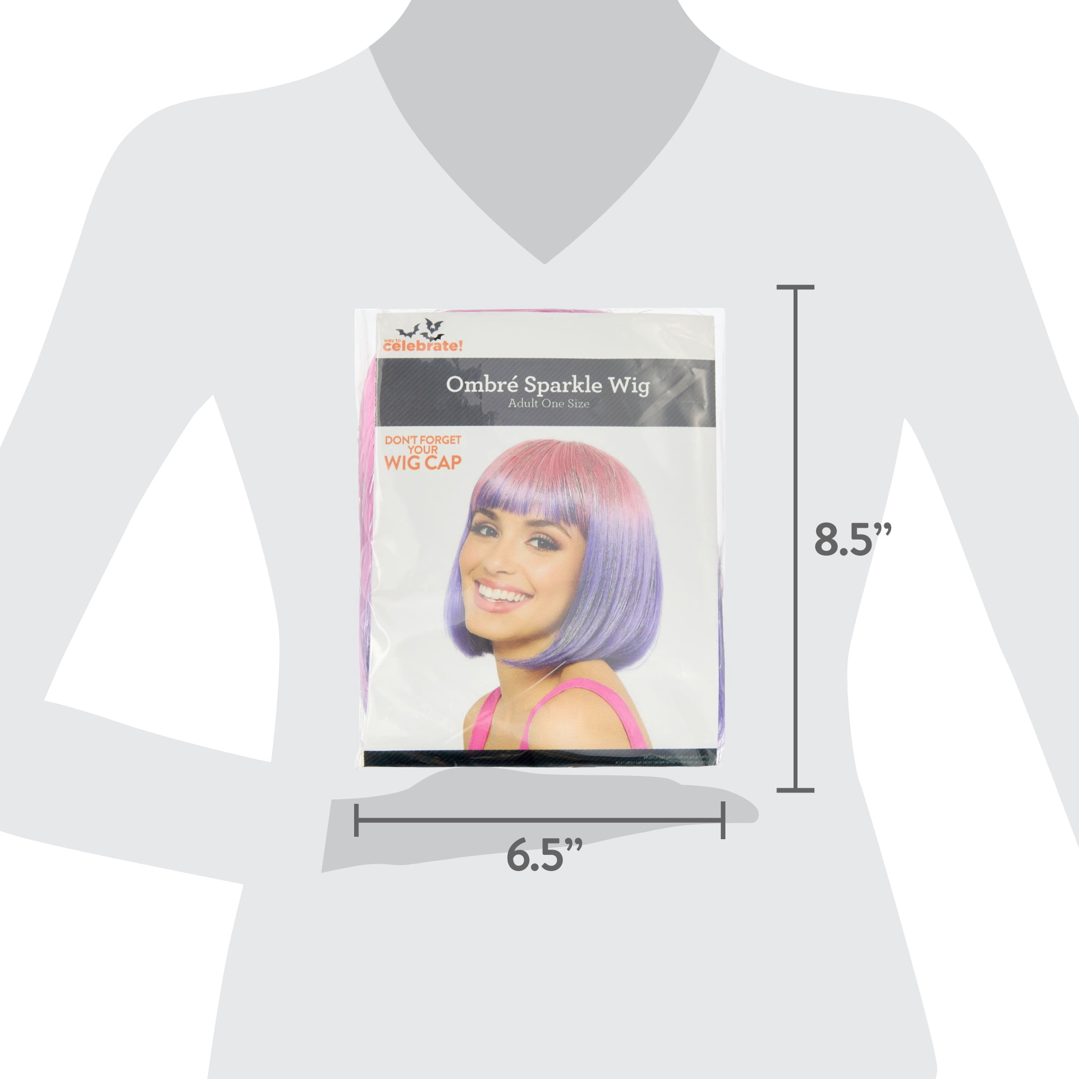 Ombre Sparkle Wig Costume Accessory for Adults, Pink and Purple, Halloween by Way To Celebrate