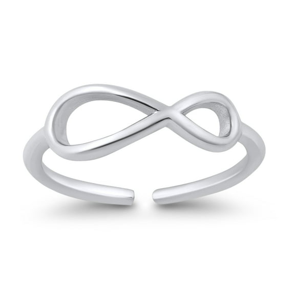 5mm - Infinity Toe Band Ring 925 Sterling Silver Thin Adjustable Stylish Rings for Women