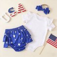 thumbnail image 4 of Paguaki Baby Girl Clothes Independence Day Printed Short Sleeve Romper And Skirt 3-Piece Set With Headband Comfortable Fourth Of July Outfit, 4 of 6