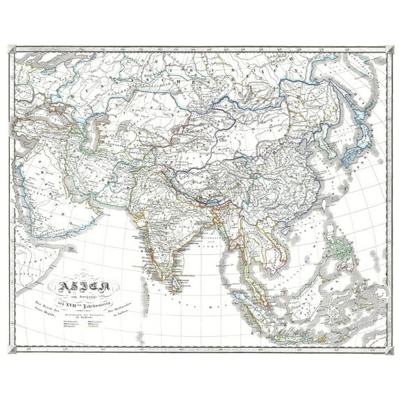 Historic Map - Asia 17th Century End - Spruner 1855 - 28.44 x 23 - Vintage Wall Art