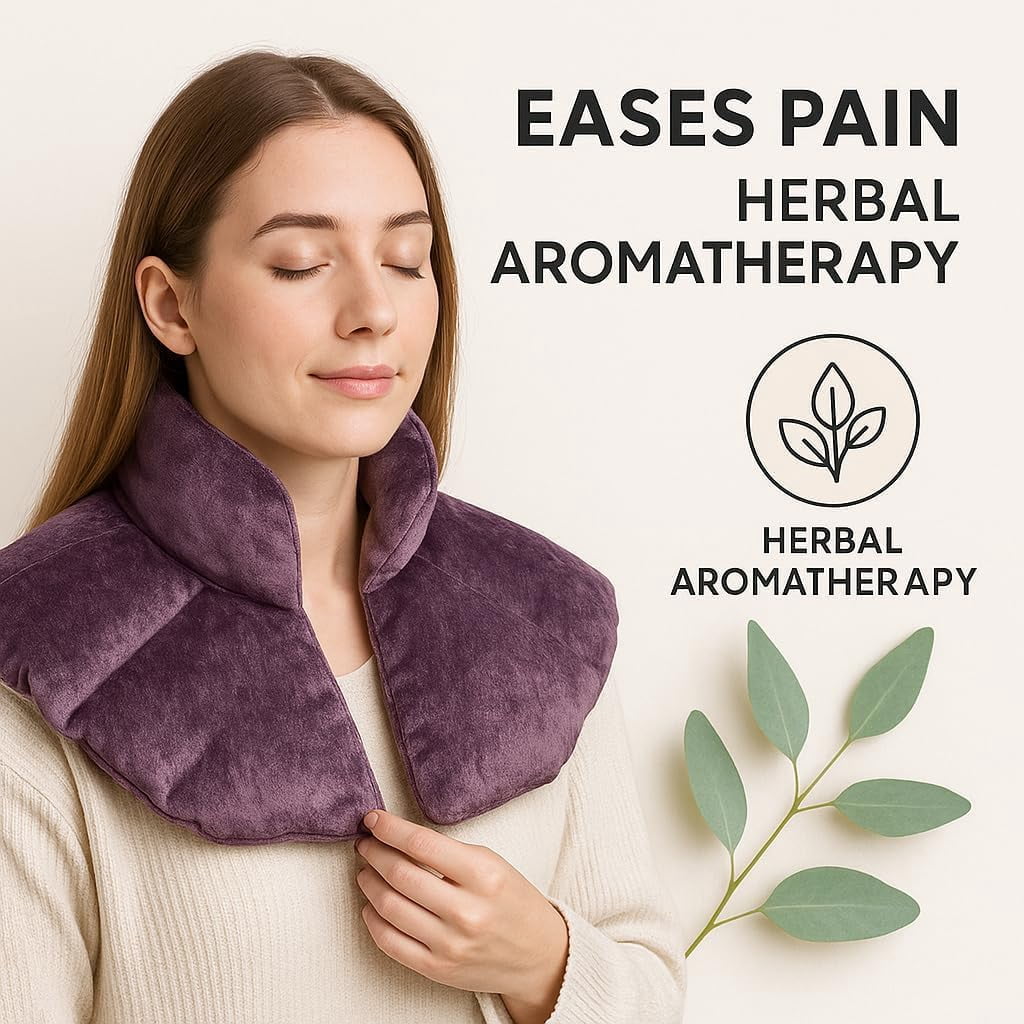 Kozi Neck Heating Pad | Microwaveable Weighted Shoulder Heating Pad | Neck and Shoulder Heating Pad with Clay Beads & Aromatherapy (Amethyst)