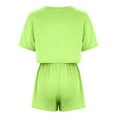 thumbnail image 4 of Summer Fashion Plus Size Two Piece Sets for Women Going Out Trendy Clothes 2025 Round Neck T-shirt Top Shorts Solid Color Shirt Suit Up to 65% off!, 4 of 6