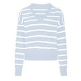 thumbnail image 5 of vigerkar Women Striped Sweater V Neck Sweaters Woman Cute Sweater Trendy Knit Long Sleeve Loose Pullover Sweaters (Sky Blue, L), 5 of 5