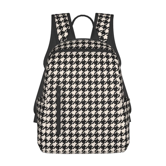 Disketp Black and white houndstooth Mochila Ligera e Impermeable, Mochila de Día Resistente para Viajes, Senderismo y Uso Diario para Hombre y Mujer
