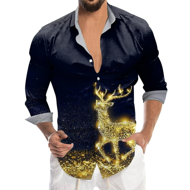 Playeras Deportivas Para Hombre, Camiseta De Manga Corta Con Solapa Y Estampado Digital 3D De Papá Noel Navideño