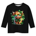 thumbnail image 4 of LUOGENLI T-Shirt pour Filles T-Shirt Graphique de la Saint-Patrick à la Mode Polyvalent Col Rond Manches 3/4 T-Shirt Décontracté Longueur Genou Noir 3-4 Ans, 4 of 4