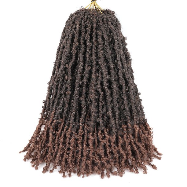 GUOHUI Butterfly Locs Pelo de ganchillo 16.0 in, 6 paquetes de color Ombre marrón claro, todo hecho a mano, pre-bucle envejecido, trenzas sintéticas para mujeres y niños (16.0 in T30#)