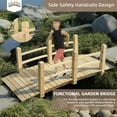 thumbnail image 2 of Wood Garden Bridge Classic Wooden Arch Stained Finish Footbridge with Safety Railings, 530 lbs Capacity, Decorative Pond Bridge Landscaping for Outdoor Garden Backyard Creek Farm, Natural, 2 of 8