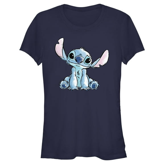 Junior's Lilo & Stitch Sketch Stitch Graphic Tee Navy Blue Large