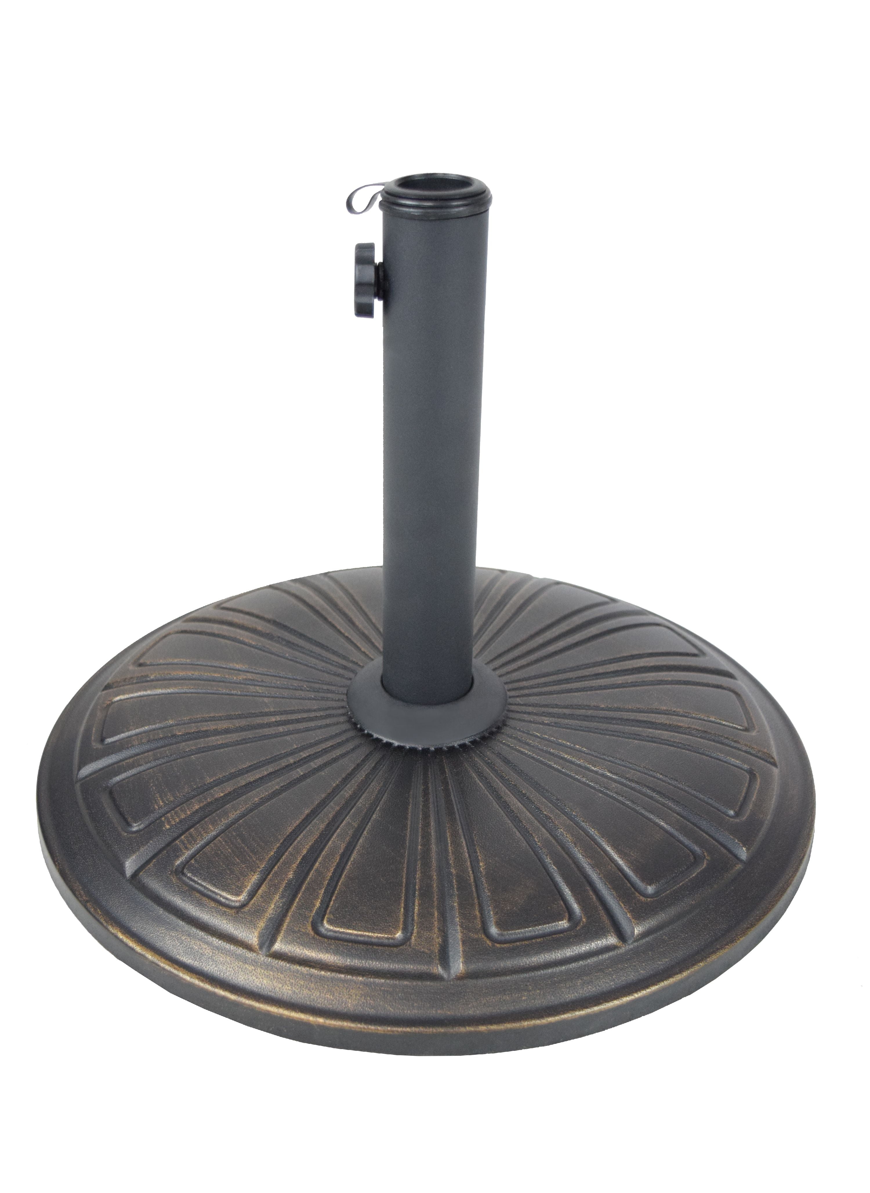 16.75" Black and Bronze Round Outdoor Patio Umbrella Stand