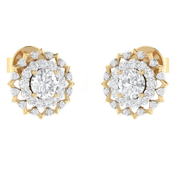 METALLIER Cubic Zirconia 925 Sterling Silver Gold Plated Flower Stud Earrings Women's Jewelry For Gift
