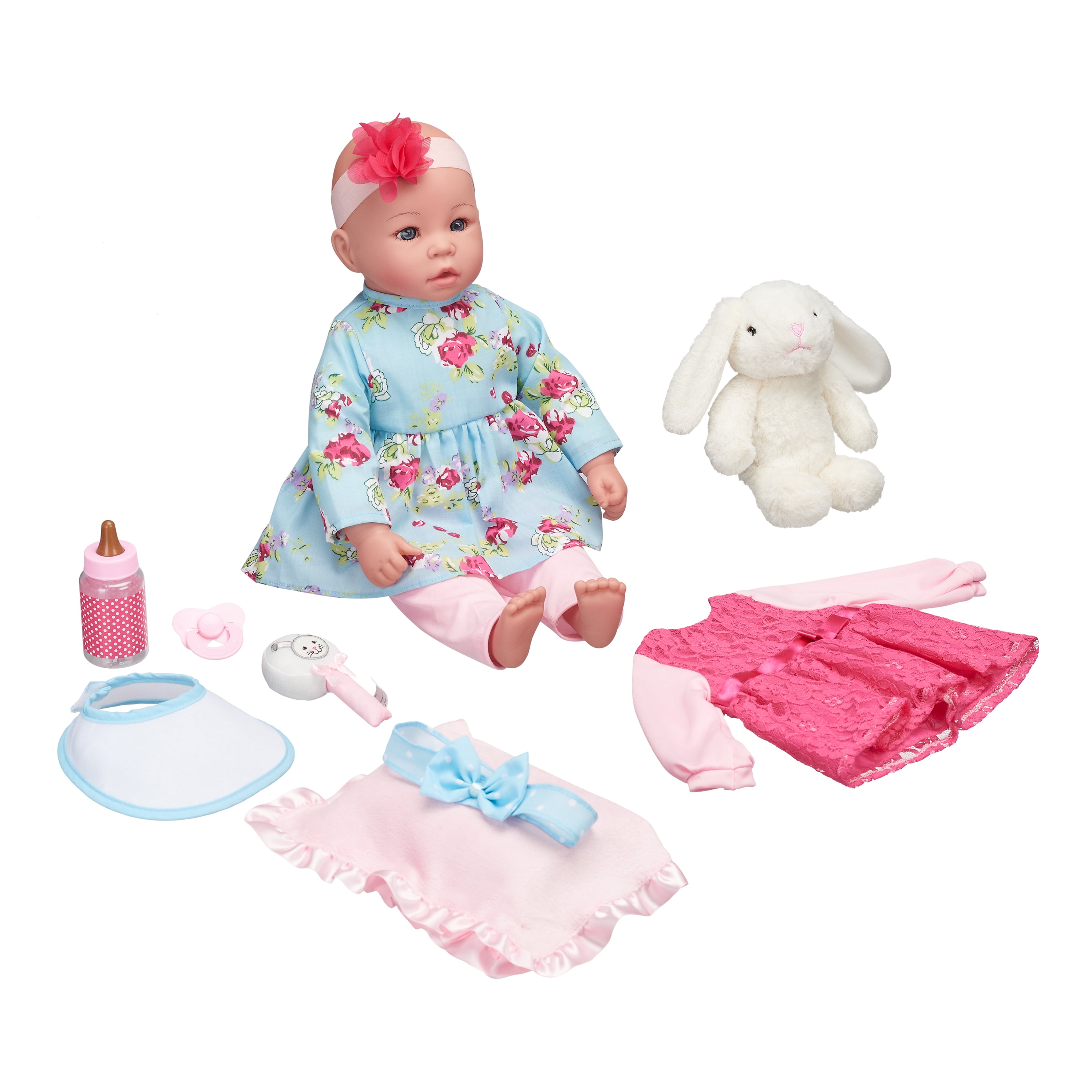 Little Baby Twins 2 Baby Dolls With Dummy Accessory Toy Playset 
