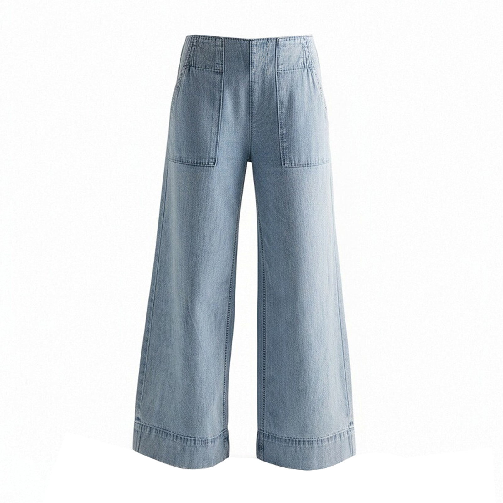 Women's High Waisted Jeans, Versatile Straight Leg Stretchy Streetwear Business Casual Denim Pants with Pockets