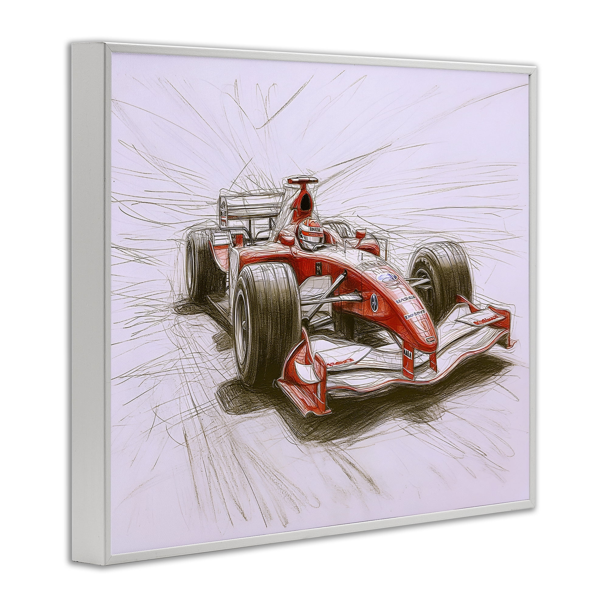 Stupell Industries Sketched Race Car Concept White Framed Giclee Art, design by Steve Hunziker