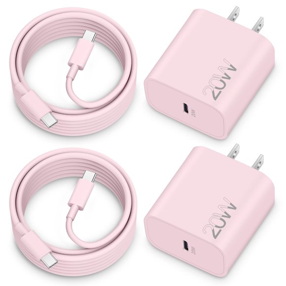 Adaptador de pared rápida USB C Charger LUOSIKE, paquete de 2 unidades, 20 W, con cable de 6 pies