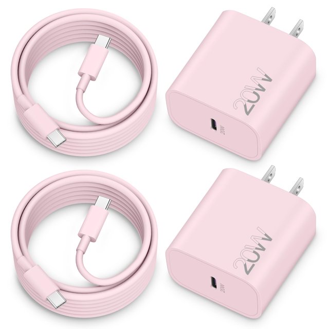 Adaptador de pared rápida USB C Charger LUOSIKE, paquete de 2 unidades, 20 W, con cable de 6 pies