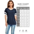 thumbnail image 2 of Womens V Neck T Shirt - Casual Loose Tee Short Sleeve Baseball Colorblock Striped Raglan Top, 2 of 6