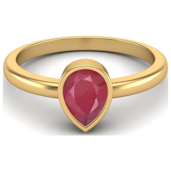 Mooneye 0.75 Cts Pear Shape Ruby 925 Sterling Silver Gold Vermeil Solitaire Engagement Women Ring