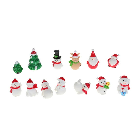 Homoyoyo 13pcs Mini Holiday Ornaments Set Reindeer Snowman Desktop Decorations for Christmas Party